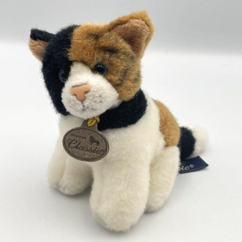 Vintage 2003 Aurora Classic Calico Cat Plush Stuffed Animal 4.5" Small Kitty